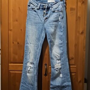 Women’s KanCan Light Blue Distressed Flared Jeans